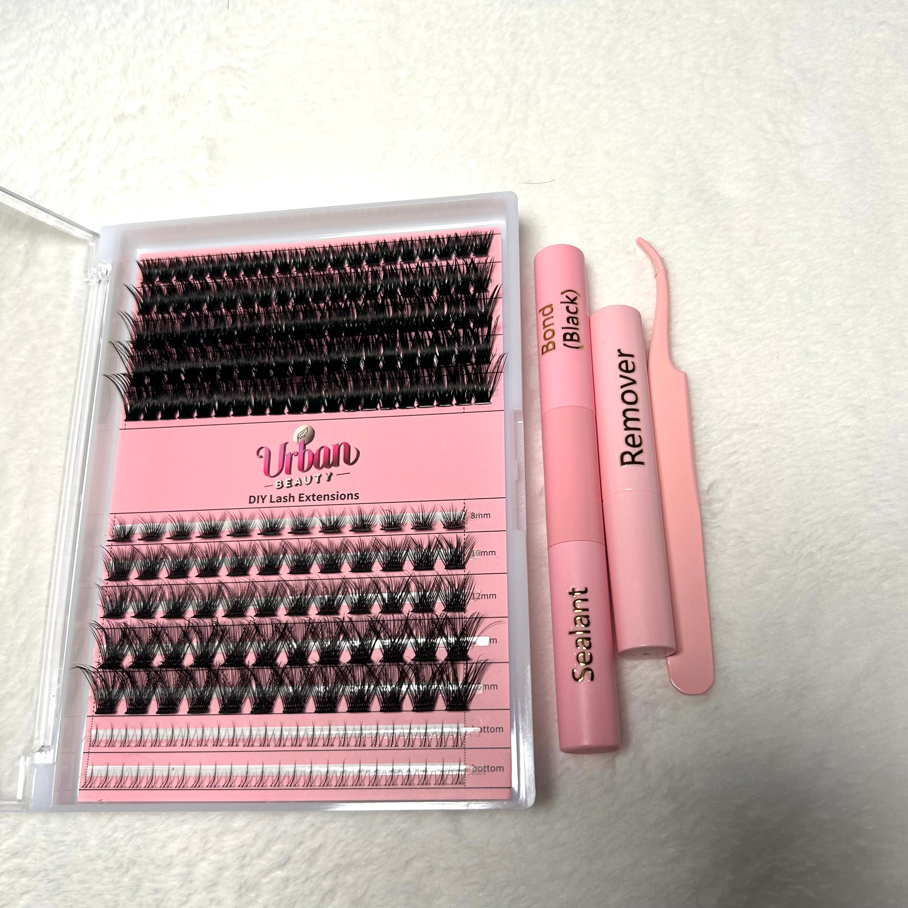 12 Rows, 140PCS Fluffy Cluster Lash Kit with 14 Days Lasting Glue, Bottom Lashes, Glue Remover Tweezer - Black DIY Cluster Eyelashes