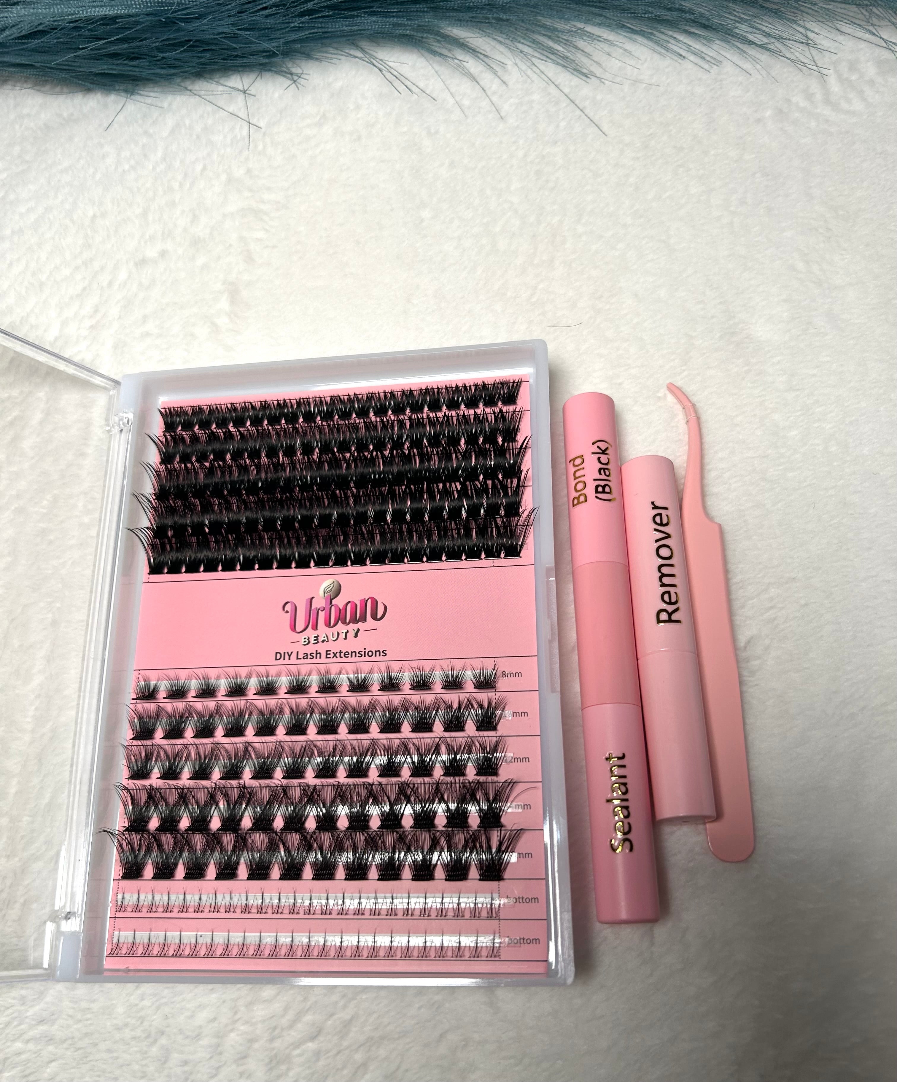 12 Rows, 140PCS Fluffy Cluster Lash Kit with 14 Days Lasting Glue, Bottom Lashes, Glue Remover Tweezer - Black DIY Cluster Eyelashes